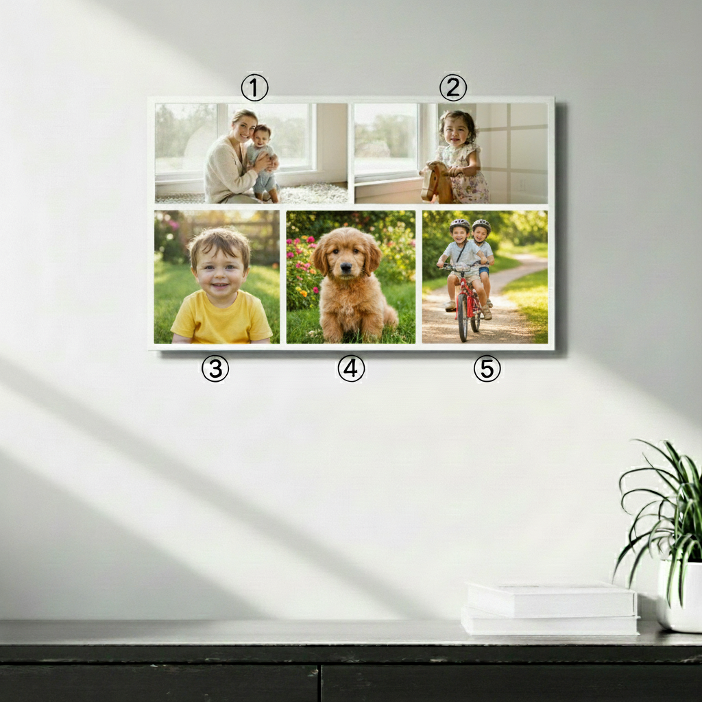 Make your own Collage with your favorite 5 photos(On one metal painting)