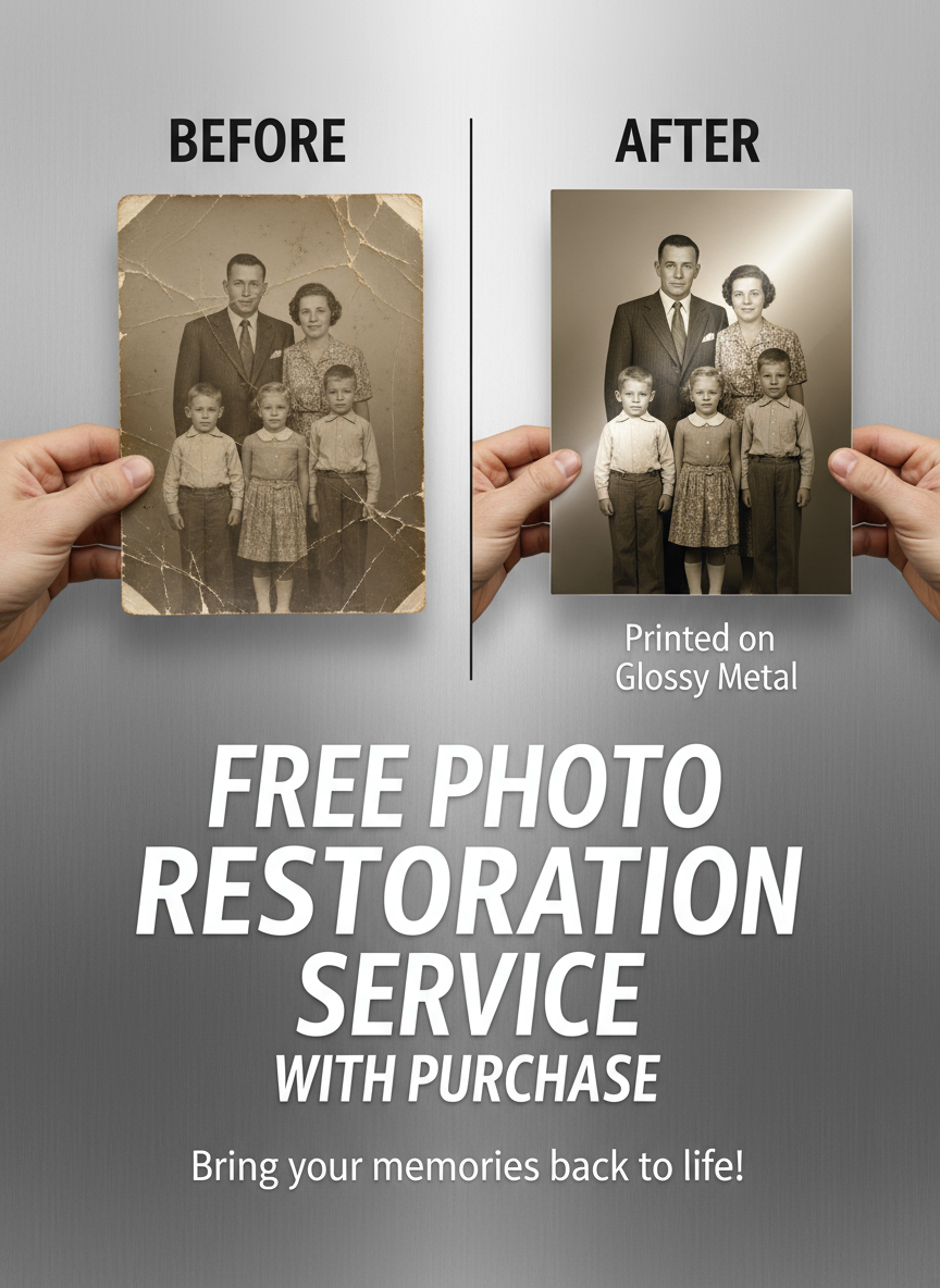 Custom metal paintings bring old photos back to life