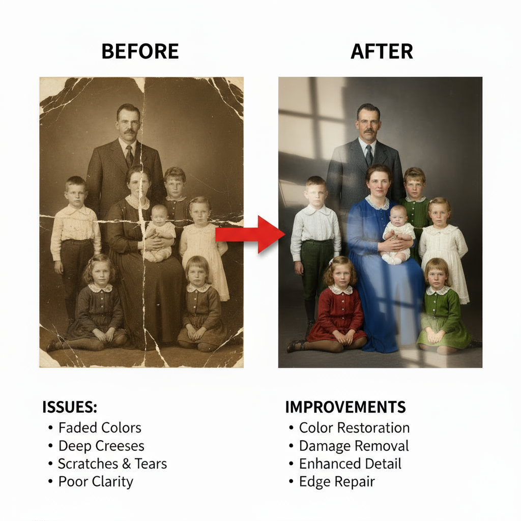 Complimentary Photo Restoration Service (with purchase) - Turn Your Photo into a Stunning Glossy Metal Print - YourWallStories